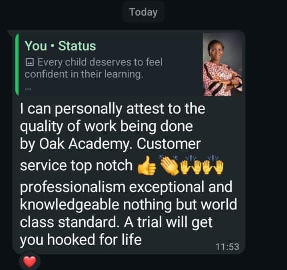 Parent message: world class standard, a trial will get you hooked for life